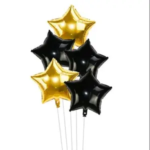 5 18in black and gold star balloons