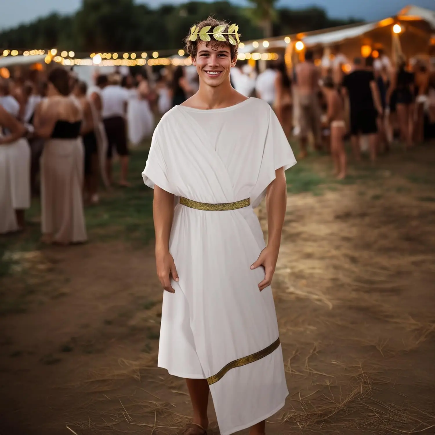 MCJC Adult Greek Toga God Costume, White Roman Deluxe Halloween Cosplay Ancient Robe Suitable for Halloween cosplay cosplay enthusiasts Theme parties, fashion street fashion crowd Stage performances