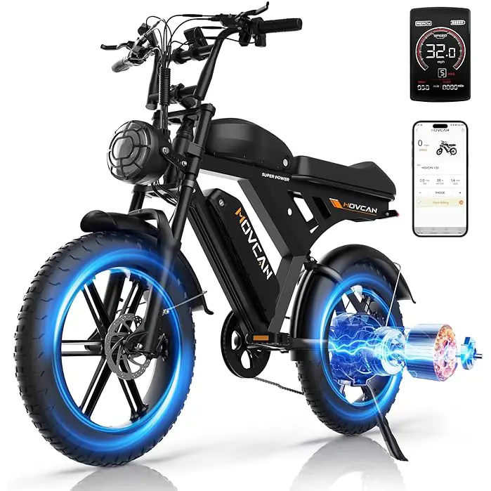 V30/V30Max/V30ProMax eBike for Adults，48v 15.6/31.2/40Ah Fat Tire bike dual moto AWD 1500W/2000W/3000W, 28/32/37.5MPH Bicycles 21-Speed with lgnition Lock Hydraulic Disc Brake，Electric Bike