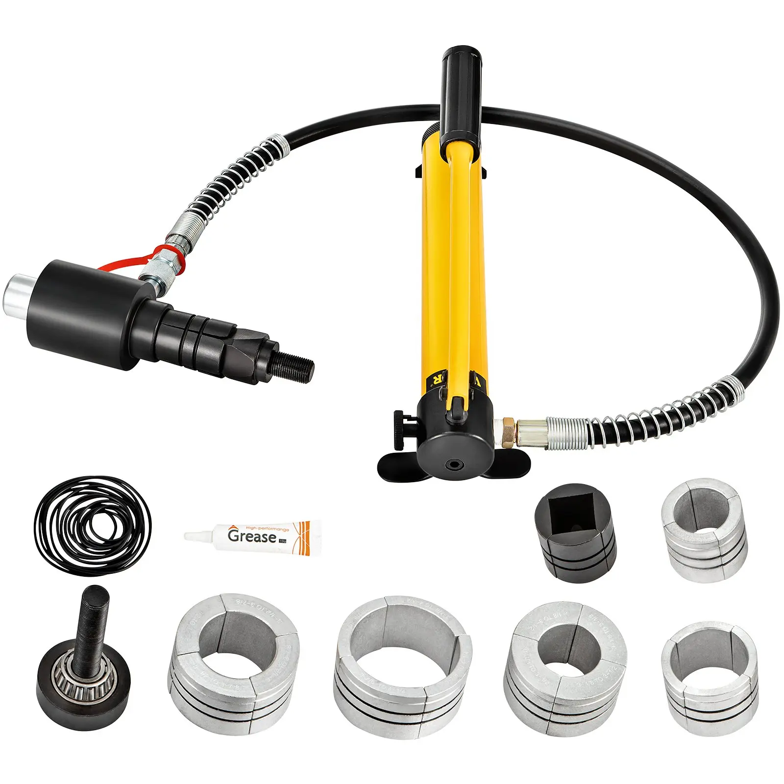 10 T Manual Hydraulic Exhaust Pipe Expander | 1-5/8" to 4-1/4" Size with 4 Dies | Copper/Aluminum Tube Stretcher for Car Repair & Maintenance