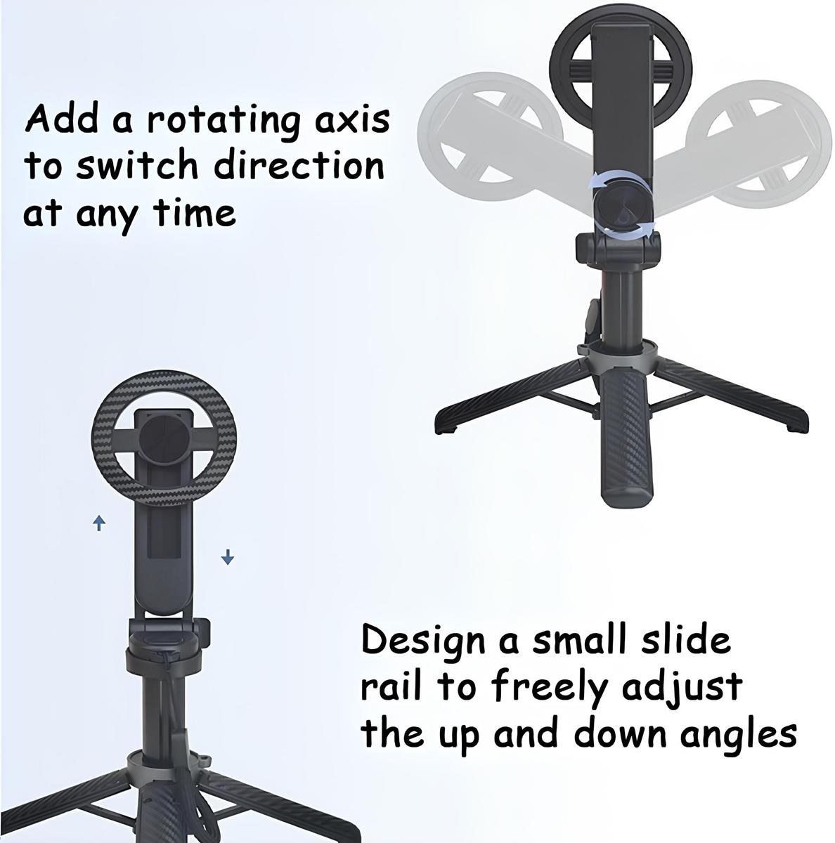 Magnetic Pocket Selfie Stick, 3-in-1 Magnetic Selfie Stick for iPhone & Android, with Rechargeable Remote, Portable Extendable Tripod Stand for Home, Travel, Vlogging & Video Recording