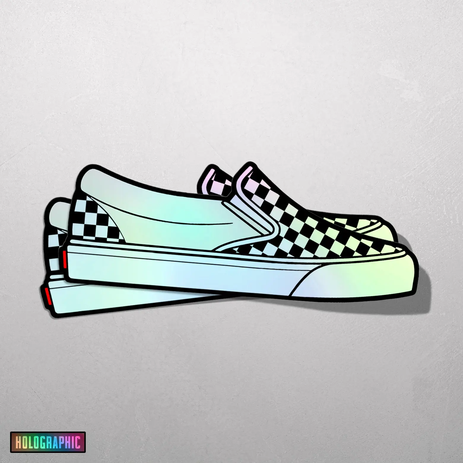 Slip-On Shoe Stickers - Holographic Retro Skater Decals 2-Pack