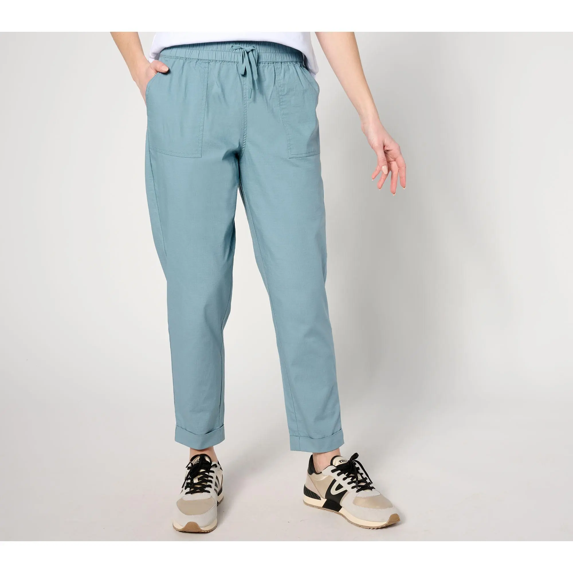 zuda Petite Stretch Woven Ripstop Ankle Pant
