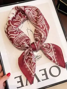 70cm Floral Nut Pattern Scarf, Elegant Accessory for Daily Wear, Perfect Gift Choice, Fashionable and Stylish, Ideal for All Seasons