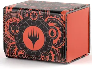 MTG Deck Box for Trading Cards, Commander Deck Case Holds 120+ Sleeved Cards, PU Leather Magnetic Collectible Card Storage Box for TCG Magic Cards (Orange)