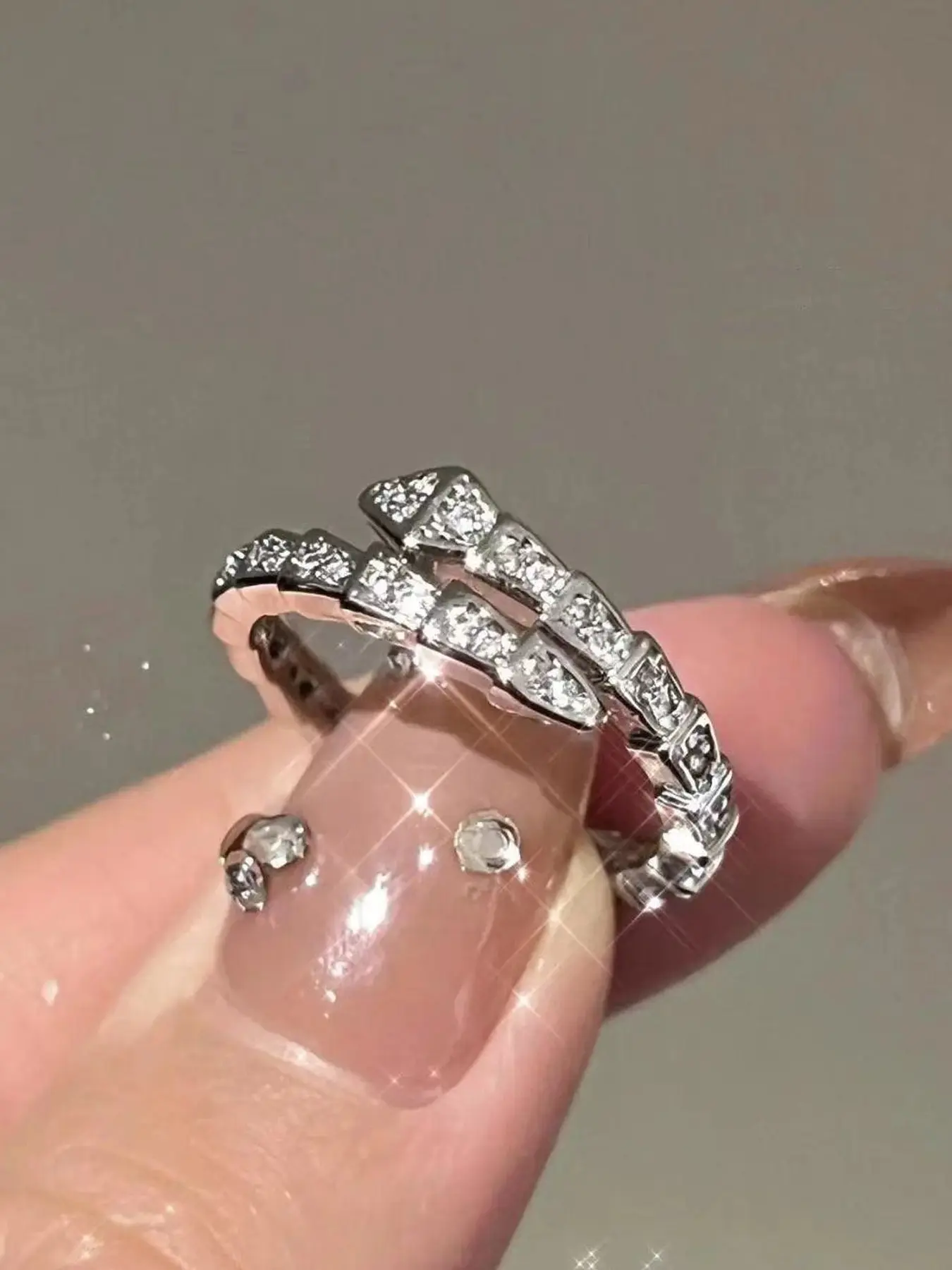 Full Rhinestone Open Adjustable Snake Ring, Statement Rings, Beautiful Rings, Elegant Vintage Jewelry Design, Perfect Daily Wear Accessory, Adjustable Rings, Rhinestone Decor Ring
