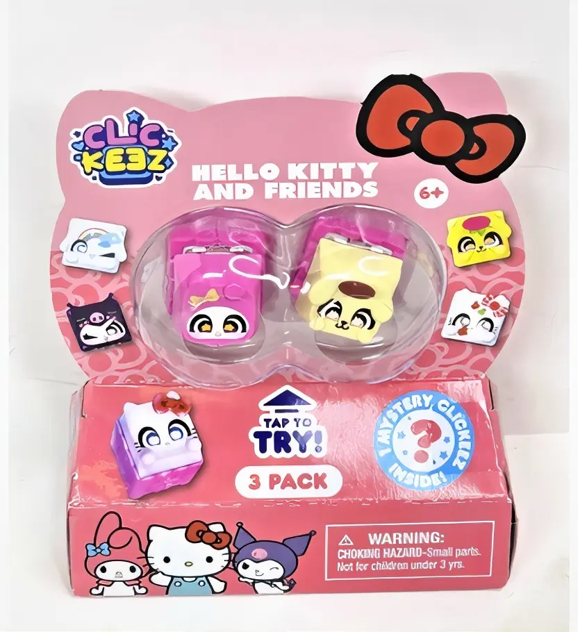 Clic Kez Hello Kitty and Friends 3 Pack Mystery Clickz Inside Tap to Try Choking Hazard Small Parts Not for Children Under 3 Yrs