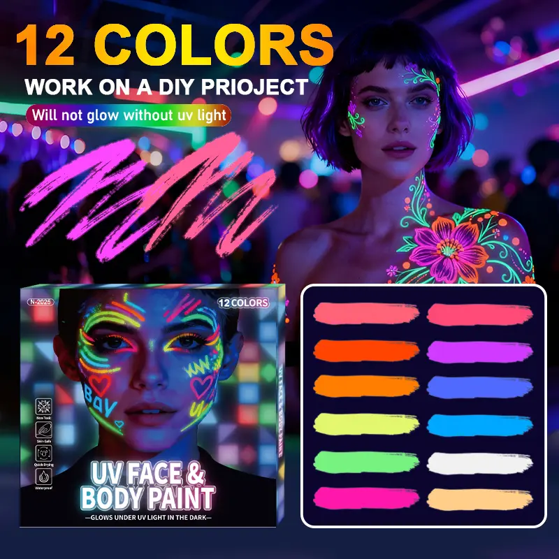 6-Pack Luminous Marker Kit, Glow-in-the-Dark Graffiti Sticks Art Materials, Highlighters for Halloween Stage Makeup & Students' DIY Handmade Painting, Marker Kit Markers & Highlighters