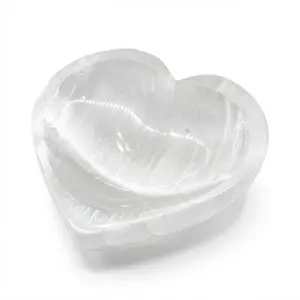 Selenite Heart Bowl 4 Inch Crystal Cleansing Altar Dish