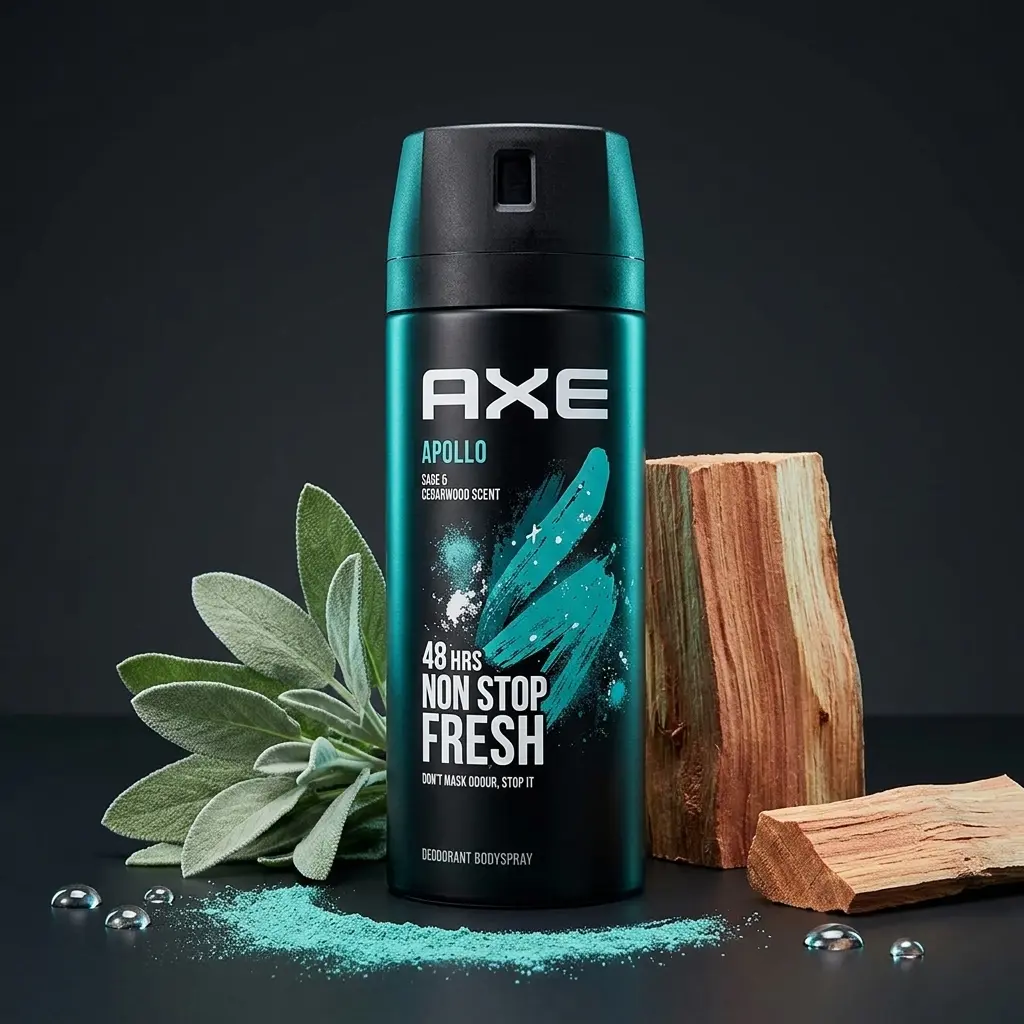 AXE Apollo Deodorant Body Spray for Men with Sage & Cedarwood, 48-Hour Odor Protection, No White Marks, Herbal Scent, 5 oz