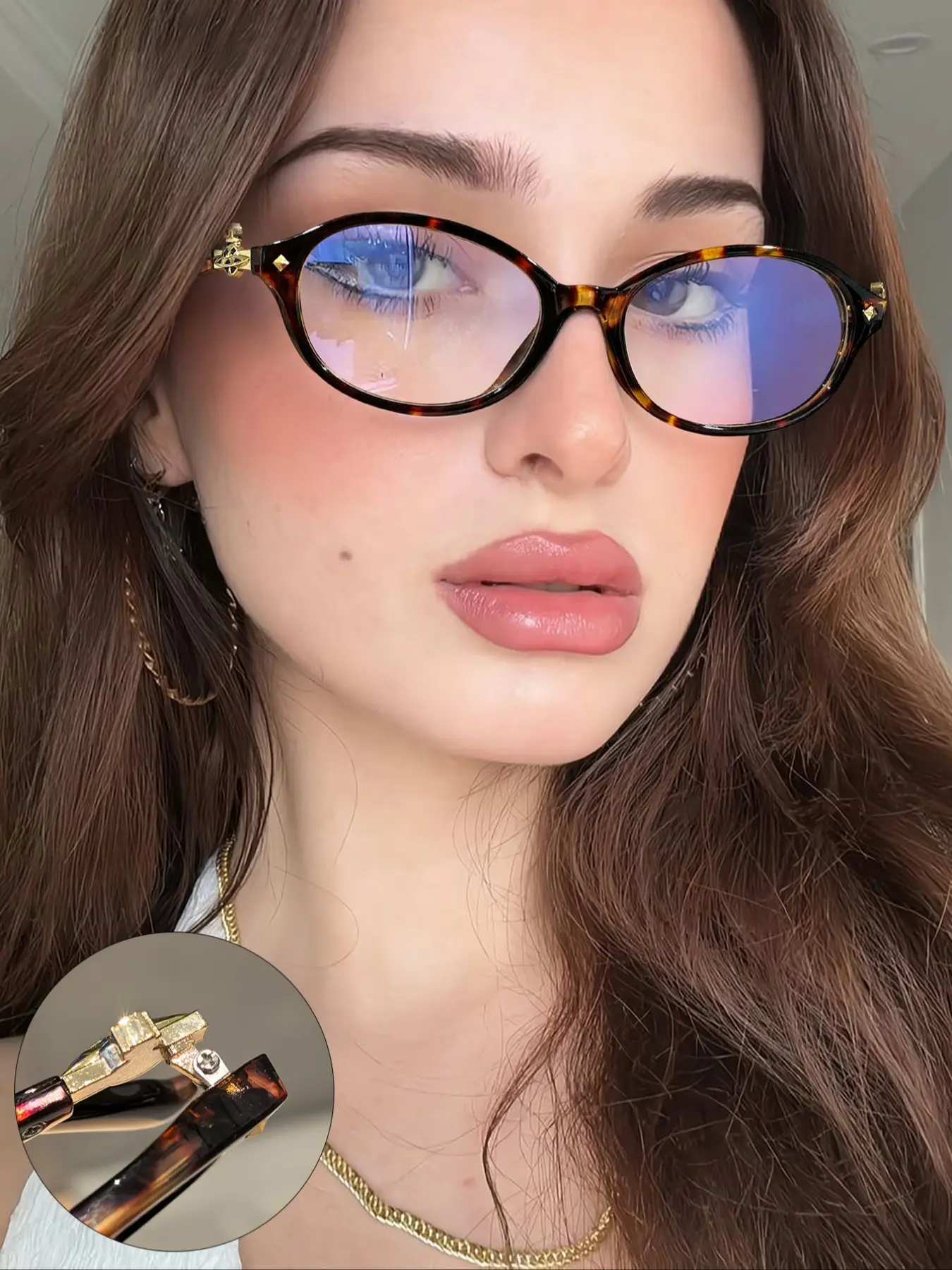 Women's Oval Acrylic Full Frame Glasses, Anti-Blue Light, Casual Colorblock Design, Suitable for Daily Reading and Outdoor Use