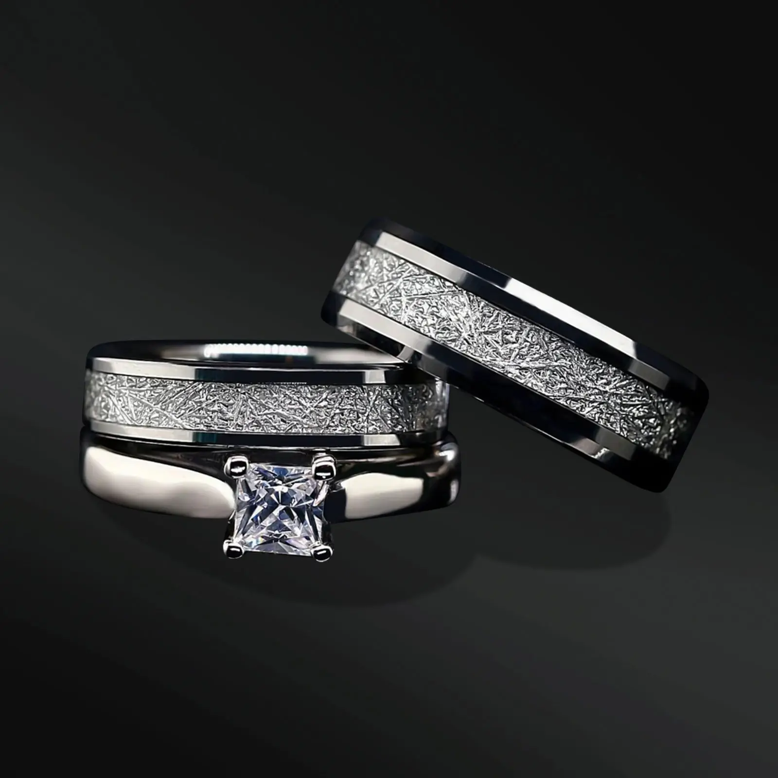 Celestial Trio — Couples Engagement Ring Set (3pc)
