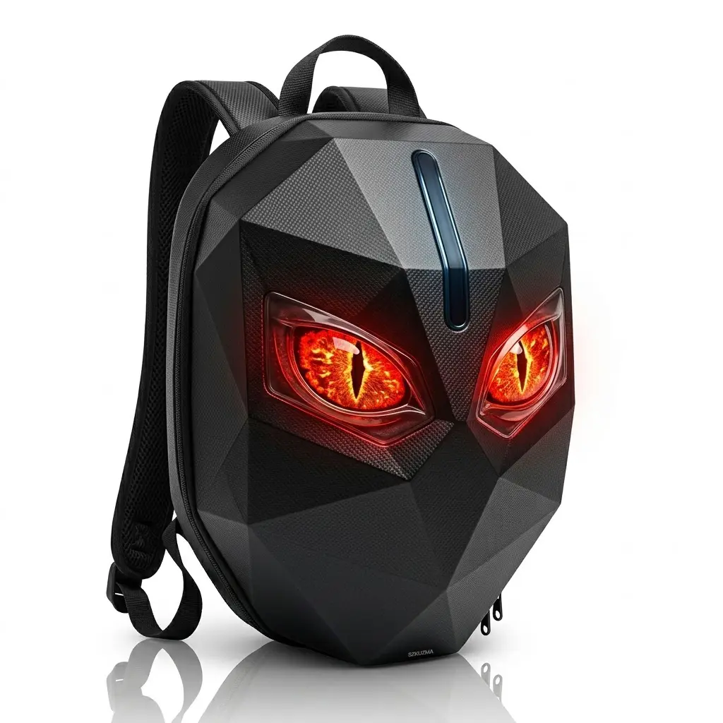 Motorcycle Helmet Backpack, Expandable Hard Shell LED Backpack with Programmable Screen, Water-Resistant Riding Bag & Laptop Daypack for Men, App Controlled DIY Display for Night Safety