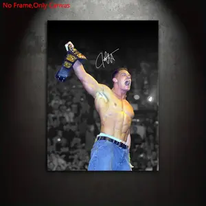 1 piece Frameless Canvas Painting Print Poster, Classic Realistic Art, John Cena Holding the Championship Belt, gift for wrestling culture enthusiasts, ideal gift for bedroom, living room, kitchen, dorm hallway, mural, Unframed Wall Art, wall decoration