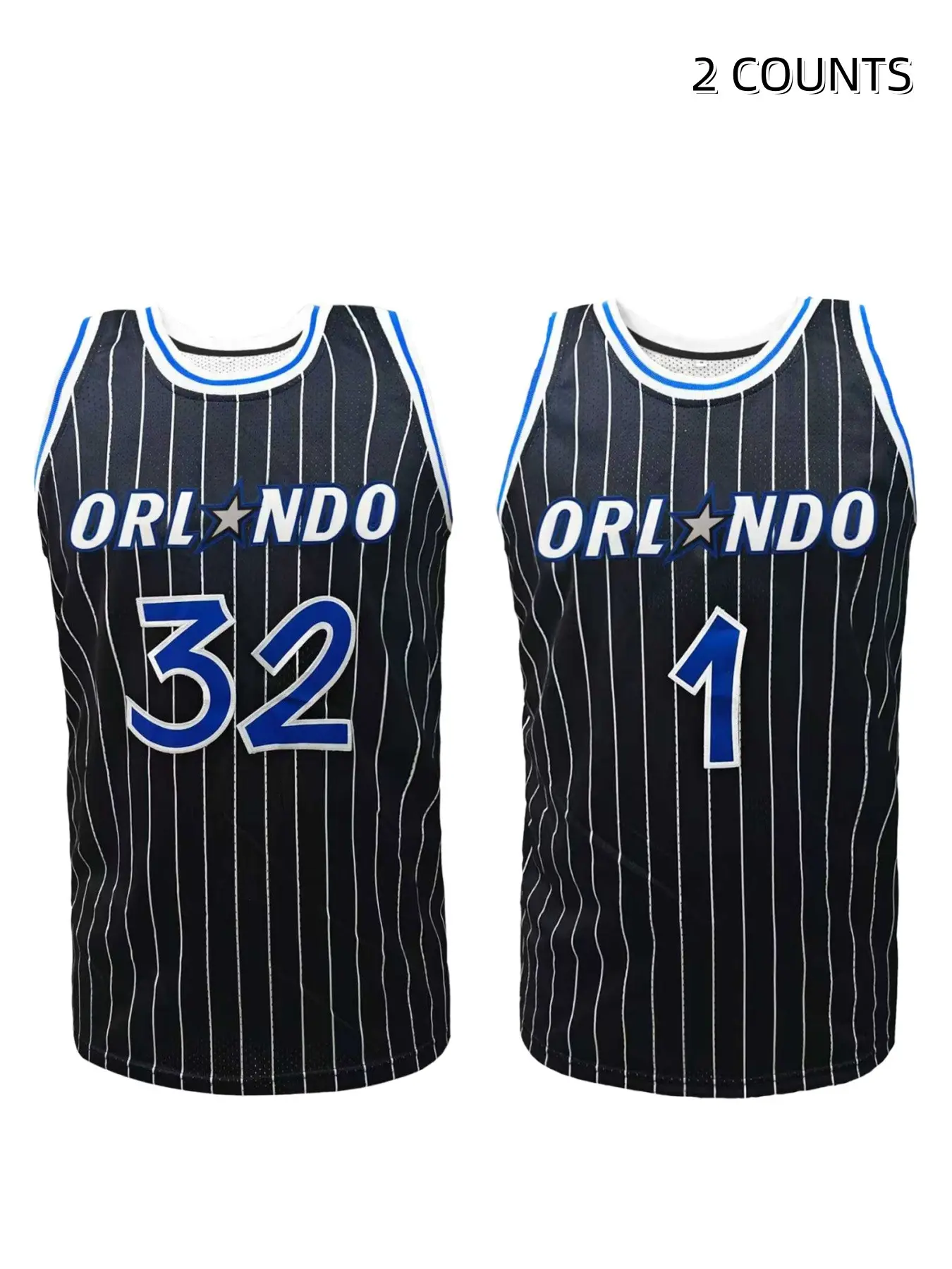 Men's #32 Orlando Basketball Jersey, Vintage Embroidered Breathable Mesh Sleeveless Basketball Shirt, Unisex Retro Striped Sports Jersey for Daily Wear & Fans Outfit, Athletic Top