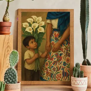 [UNFRAMED] Mexico wall art, mexican wall art, mexico decor,mexican decoration, mexico painting , floral painting, calla lilies bouquet art