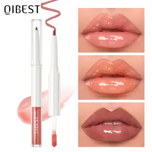 Double-head Mirror Lip Glaze 2-in-1 Lip Line Lip Glaze Water Light Dudu Lip Natural Color Lip Liner