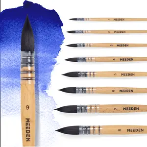 MEEDEN Watercolor Brushes Professional - Synthetic Squirrel Hair Artist Paint Brushes Set with Beech Wood Handle Great for Artists Hobbyists