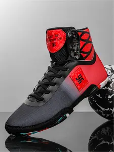 2-Color Professional Boxing & Wrestling Shoes (36-45 Sizing) - Fabric Mesh Upper + High-Top Ankle Support + Split Anti-Slip Rubber Sole, For Boxing Training & Wrestling Combat, Breathable & Comfortable, Shock-Absorbing & Rebound, Ankle Protection, Anti-Sl