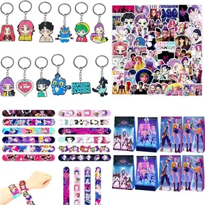 Party Supplies Gift Set, Birthday Return Gift Small Gift Kit, Keychain Bag Sticker Combination, Includes 12 Keychains, 50 Fridge Magnets, 12 Wristbands, 12 Bags