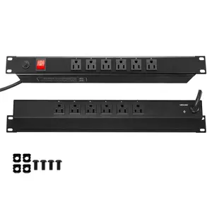 【Spotlight Day】VEVOR 1U PDU, 12 Outlets, Rack Mount Power Strip Fits Standard 19" Server Racks, with Integrated Switch Surge Protection & Overload Protection, 110-125V/15A, Ideal for Home and Office