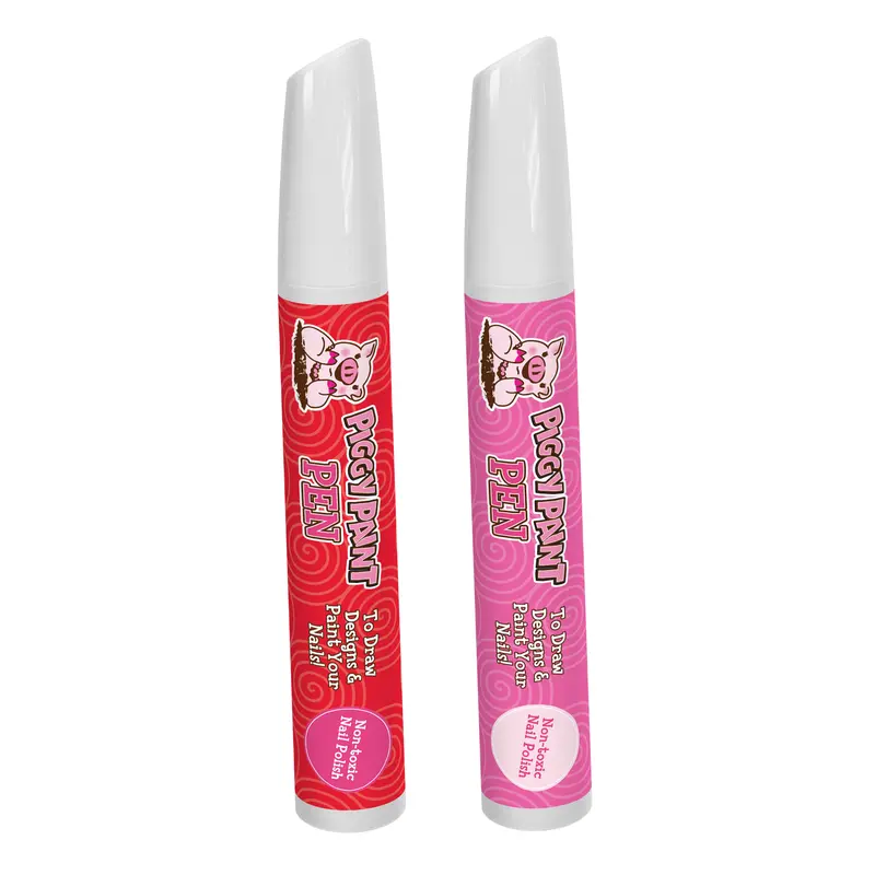 Sweetheart Multi-Pack Piggy Pen Manicure Bundle - 2-Pack Non-Toxic Nail Polish for Kids, Festive Red & Pink Shades, Marker-Like Tip, Cosmetic for Easy Nail Art Creative Play