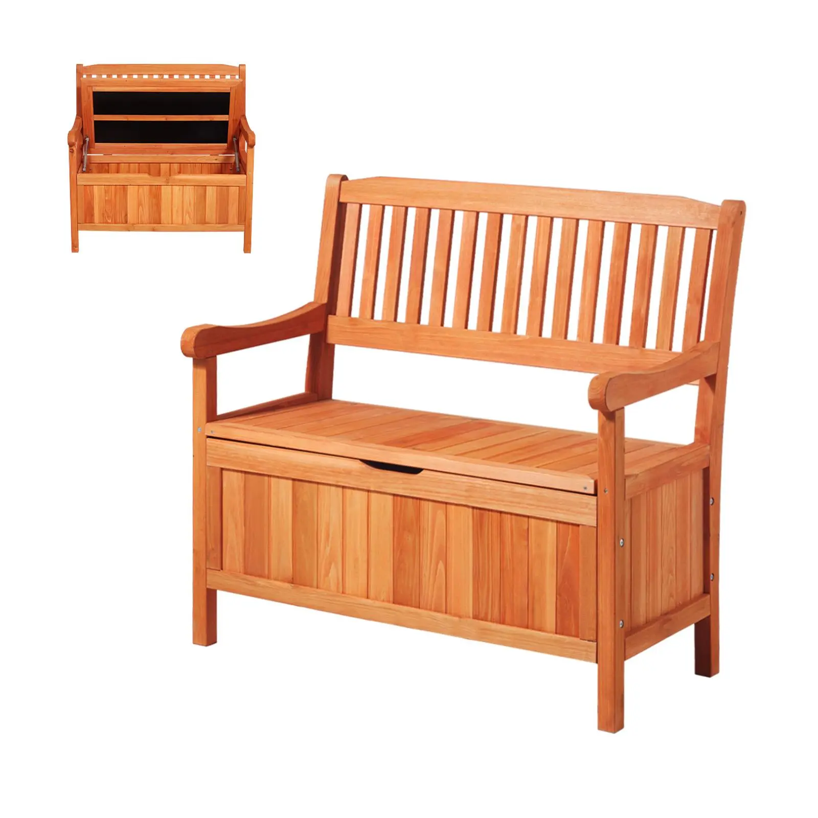 【Summerfinds】VEVOR Outdoor Storage Bench,2-Person Wooden Storage Bench33 Gallons Deck Box with Side HandleSupports up to 705 lbsOutdoor Seating & Porch Decorfor Patio Garden Balcony Yard