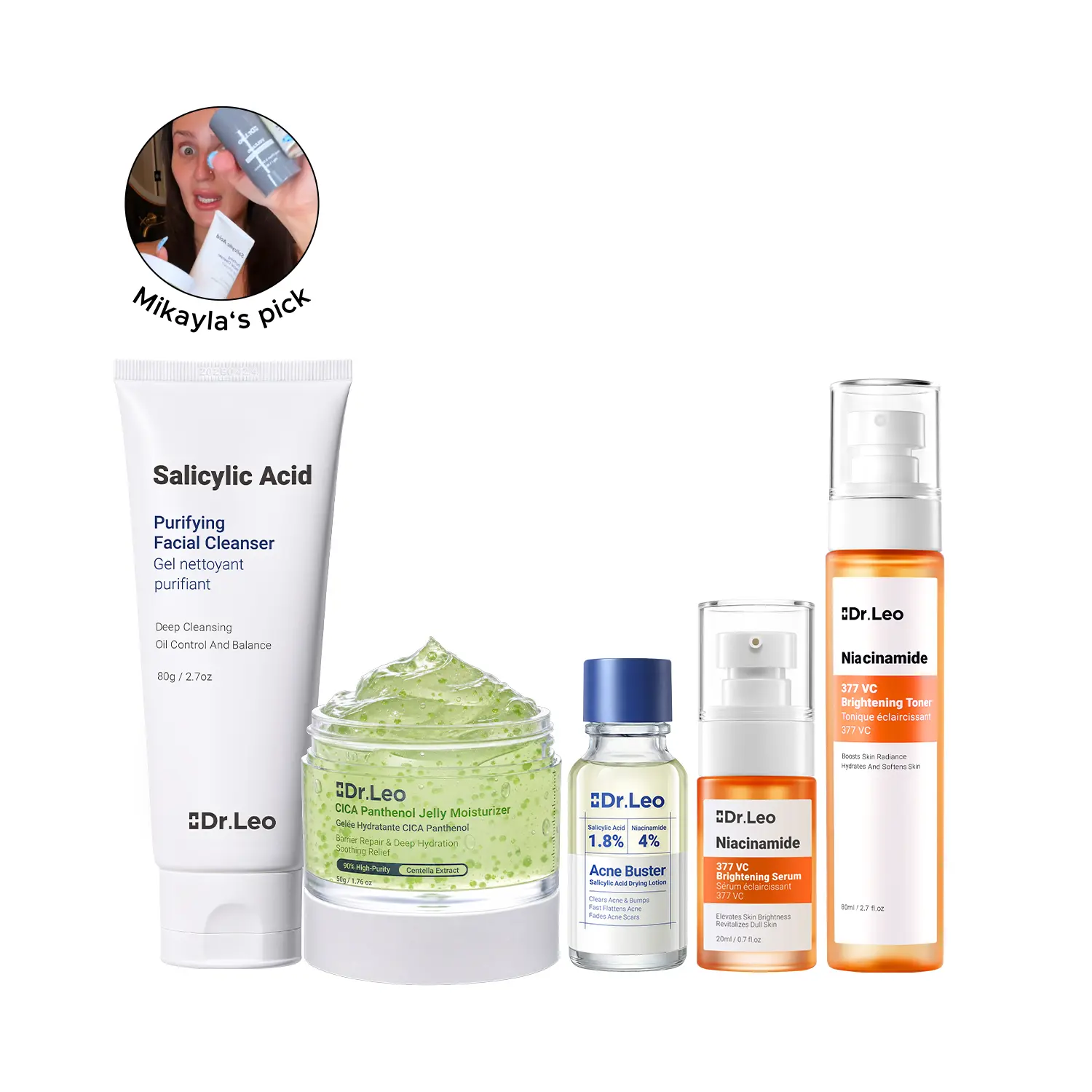 Dr.Leo 5-Step Acne Brightening Routine – Targeted Pimple Treatment, Skin Barrier Support, Post-Acne Mark Care, Brighten Dark Spots & Oil Control for Acne-Prone & Sensitive Skin  #sohochic