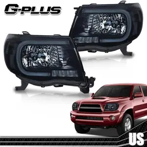 Fit For Toyota Tacoma 2005-2011 LED DRL Tube Headlights Black Smoked New