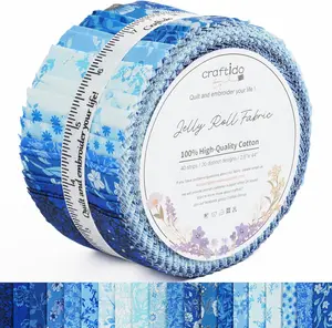 Newbrothread&Craftido 100% Cotton Jelly Roll Fabric 40 Strips 2.5" x 44" Timeless Blue for Quilting Crafting Sewing DIY Home Decor, TikTokShopDealsforYouDays,