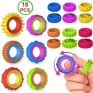 18-Piece Children Stress Relief Rotating Ring Set, Adjustable Sensory Training Tool for Kids & Adults, Portable Office Travel Anxiety Reliever, Stress Relief Fidget