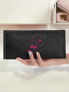 Heart Pattern Triangle Pencil Case, Portable Multi-Functional Stationery Storage Bag, Zipper Design, Unisex, All Seasons, Casual Style