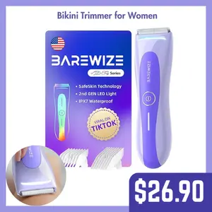 BAREWlZE Bikini Trimmer for Women, Pubic Hair Trimmer with LED Light, IPX7 Waterproof, USB-C Rechargeable, Replaceable Ceramic Blade, Electric Razors for Women, Electric Body Hair Shaver, TikTokShopHolidayHaul