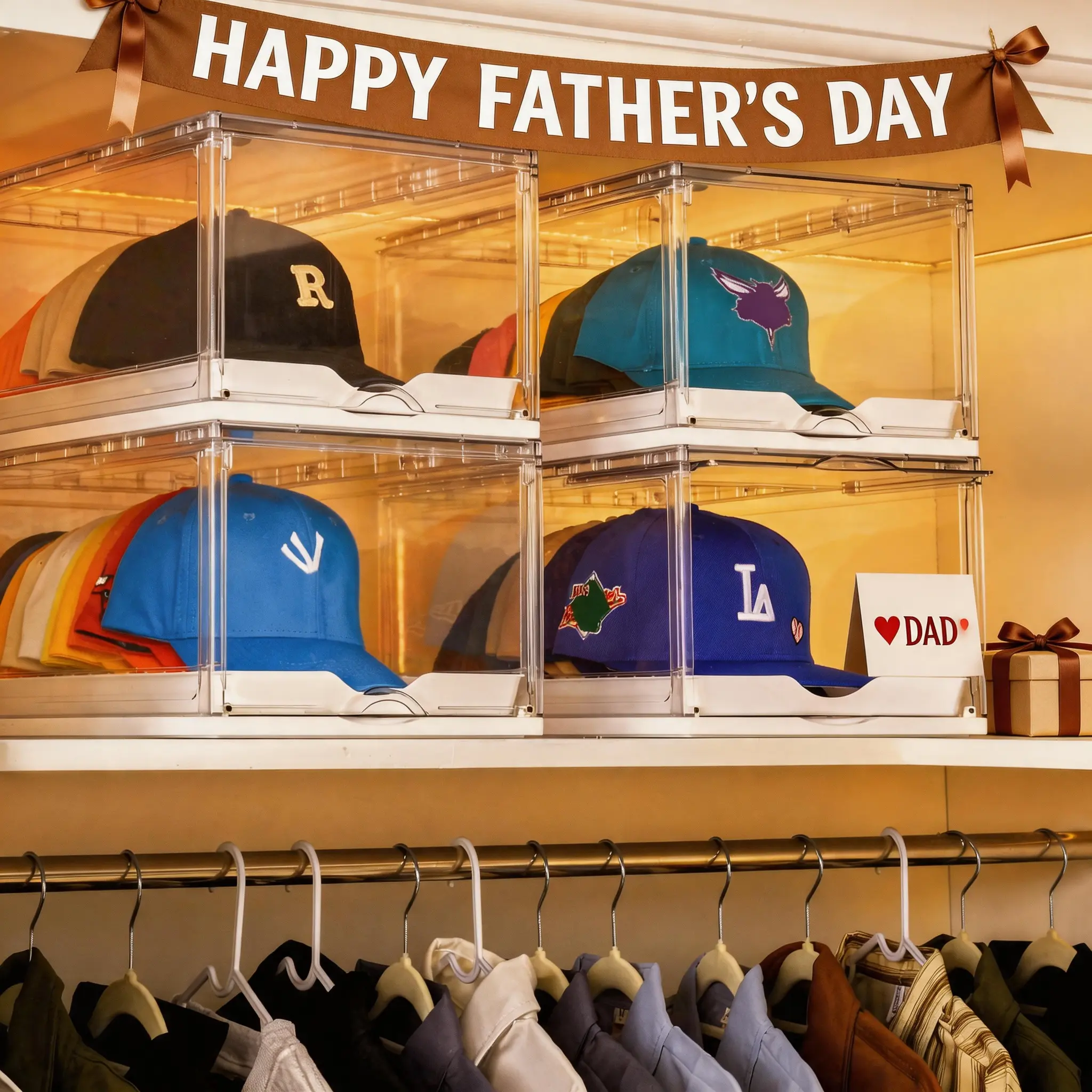 【Father‘s Day Gifts】Vtopmart 2-4 Pack Hat Organizer for Baseball Caps, Clear Hats Holder Box with Drawer, Large Cap Storage with Sliding Tray, Transparent Stackable Rack Display Case with Magnetic Door, Each Holds 12 Hats, summerwins,deals for you