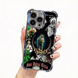 Creative Jesus Pattern & Bible Verse Cellphone Casing, Full Body Shockproof Soft Handheld Accessories for iPhone 13/15/17 Pro Max Devices, Protective Phone Case for Men and Women