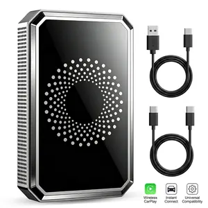 【FathersDayGift】3-in-1 Magic Video Box for Streaming YouTube/TikTok, Wireless Carplay Adapter Dongle with USB Drive for OEM Wired Apple Car Play and Android Auto Cars,Not compatible with Tesla and BMW