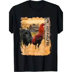 [USA Made Soy Gallero Tee] 100% Cotton Men's Casual Soy Gallero Rooster Graphic T-Shirt |       Vibrant Farm Scene Design, Made in USA, Perfect for Parties, Festivals & Casual Attire