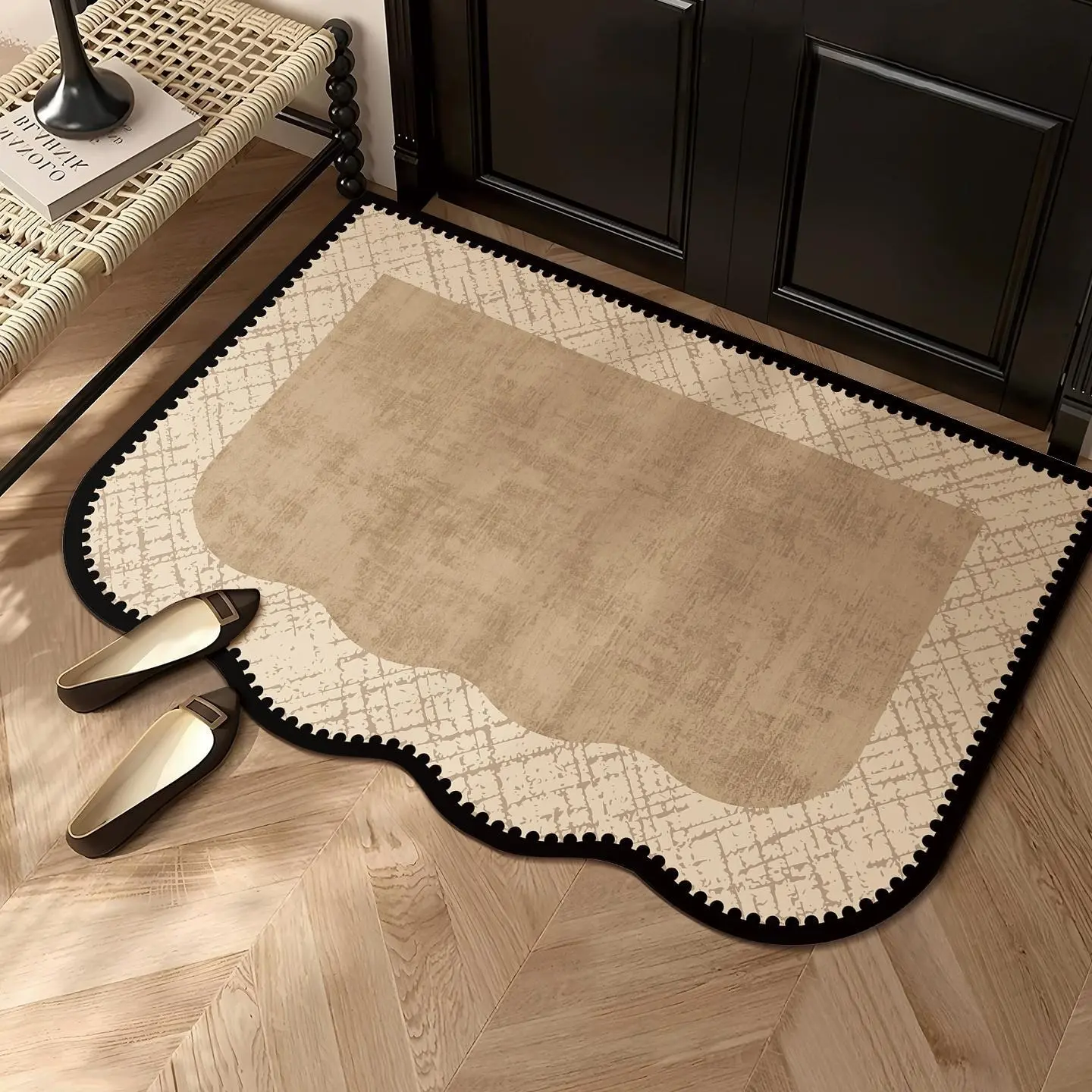 Geometric Pattern Jute Rug, Nordic Minimalist Home Decorative Rug, Soft-Firm Grip, Non-Slip, Durable, Washable, for Entryway, Aesthetic Room Use, Multi-Functional Cleaning & Decor Piece, Geometric Pattern Rug