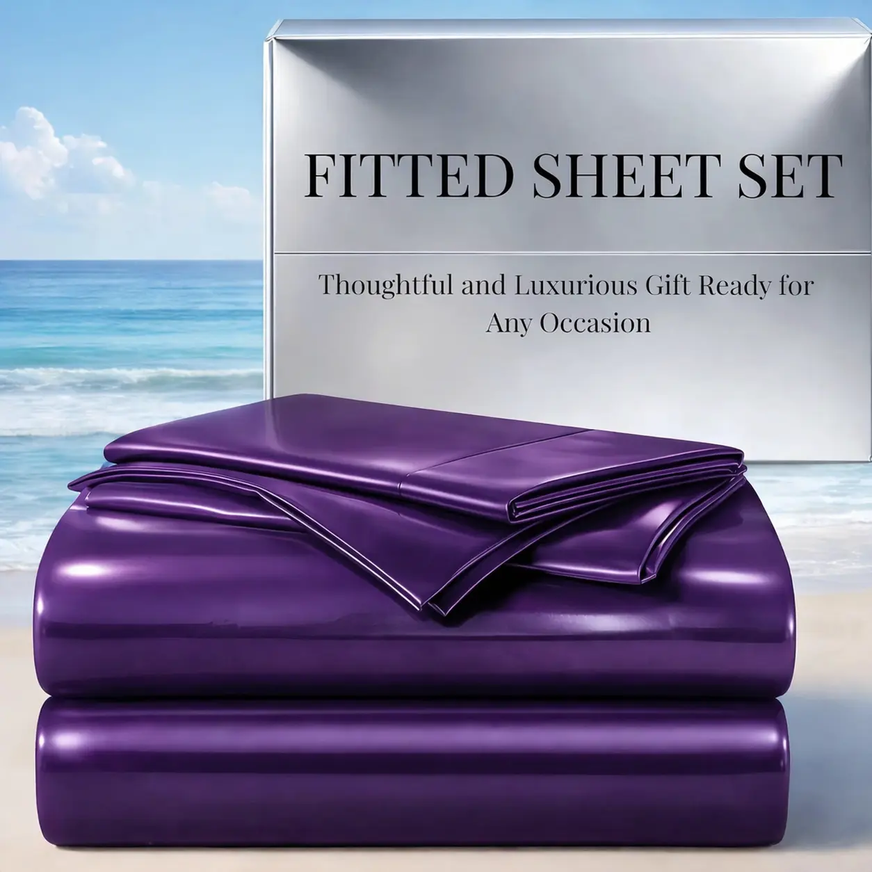 Cosybay Silky Satin Bed Sheet Set Twin/Full/Queen/King Size with Pillowcases, Luxury Fitted Sheet 3pcs (twin size only 2pcs（NO Top sheet）), Cooling Sheet with deep pocket up to 15", Soft, Wrinkle-Resistant,Perfect Fit for Mattress topper #Summervibes