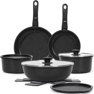 [NEW]15pcs Pots and Pans Set Non Stick, Cookware Sets with Detachable Handle, Nonstick RV Kitchen Cooking Set Removable Handles, Oven Safe,Stackable, Frying