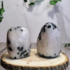 Black Tourmaline with Indicolite Polished Free Form Natural Crystal Ethically Sourced from Namibia