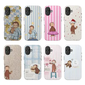 8 Cute Monkey Styles  2‑in‑1 Glossy Thick Film Phone Case , Cutest Design Case Cover with iPhone 17 Promax & More