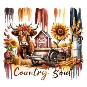 Country Soul Brush Stroke Direct To Film Print, DTF Print, Ready To Press For T-Shirts