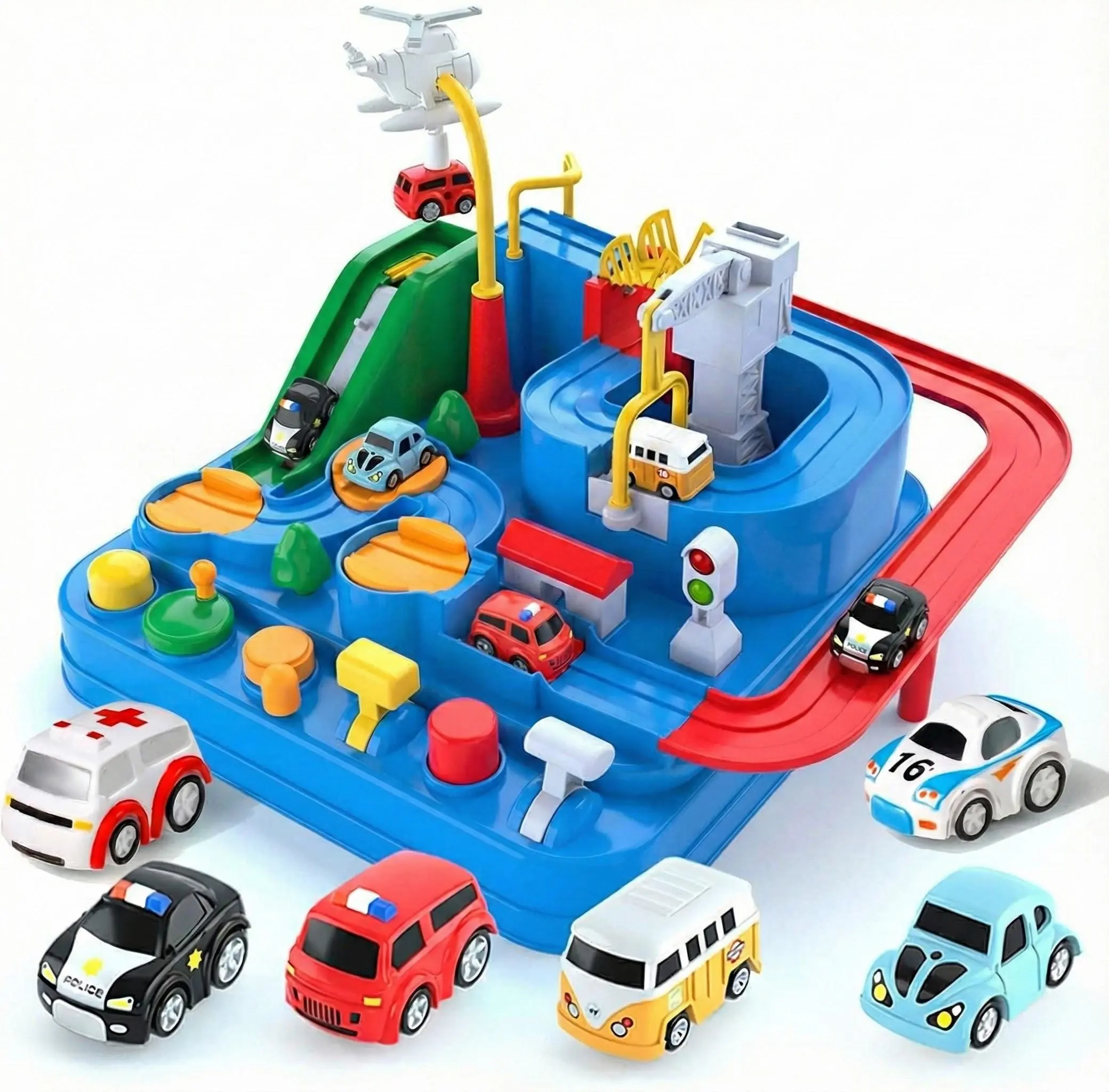 Kids Race Track Adventure Toy – Interactive Puzzle Track Playset with 6 Cars, Builds Thinking & Fine Motor Skills, Safe & Easy Assembly
