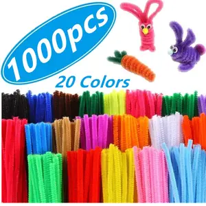 1000 Pipe Cleaners Value Pack 6 mm x 12 inch Chenille Stems for DIY Arts Crafts & Decorations Multicolor Pack