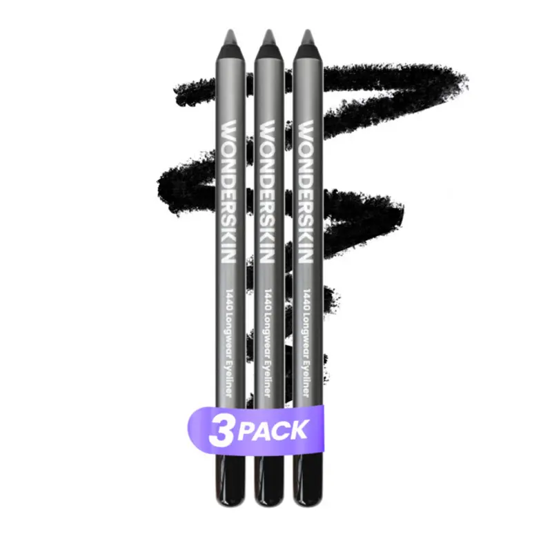 Wonderskin 1440 Longwear Eyeliner Trio Set (3-Pack) – 24HR Waterproof, Transfer-Proof & Smudge-Proof Eye Pencil with TruGlide Butter-Smooth Application | Ultra-Creamy High-Pigment Precision Liner | 12 Shades | Vegan & Cruelty-Free