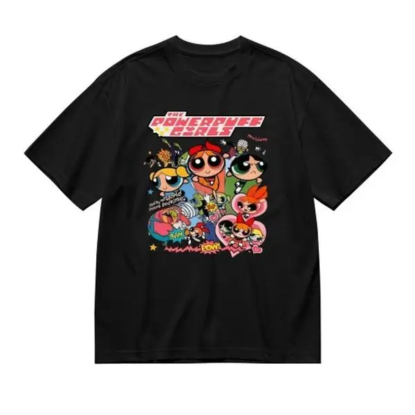 Powerpuff Girls Vintage Graphic T-Shirt - Everyday Street Style Essential Sports Top, Cute Retro Cartoon Baddie Bubblegum Girl Aesthetic Tops