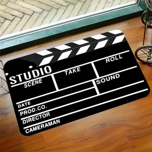 1 piece of crystal velvet movie board, director's board pattern floor mat, door floor mat, decorative floor mat, comfortable standing mat, living room and bedroom area floor mat, home decoration