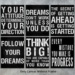 Inspirational Wall Art Decor Poster, 6 Counts/set Motivational & Positive Quotes & Sayings Prints, Perfect Decorations for Rooms, No Frame, Ornaments