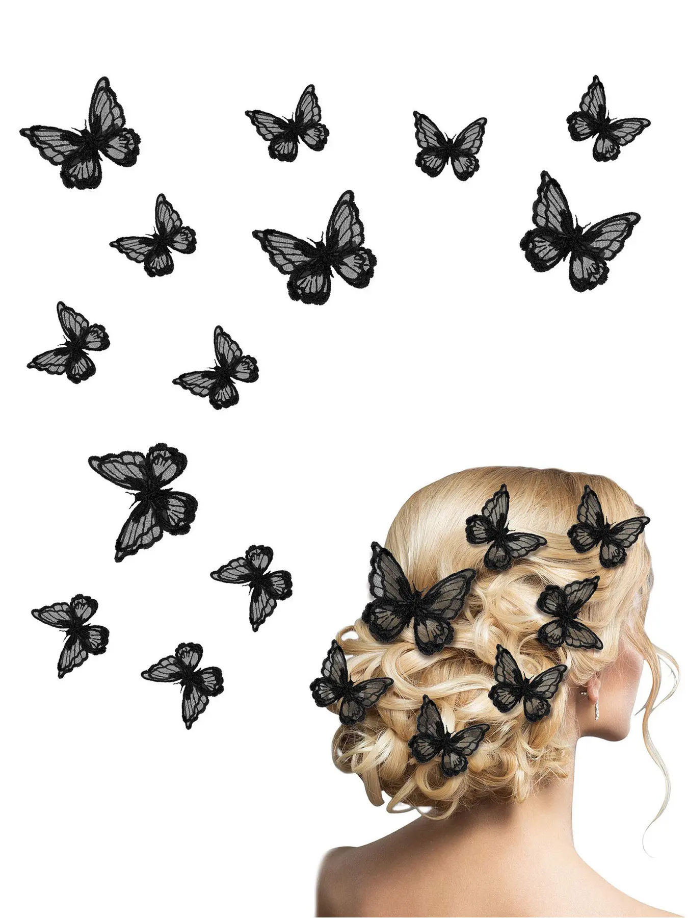 20 Piece Lace Butterfly Hair Clips Set, Cute Daily Headwear, Fun Hair Clips, Halloween Butterfly Fashion Hair Accessories, Party Wedding Gift Ideas